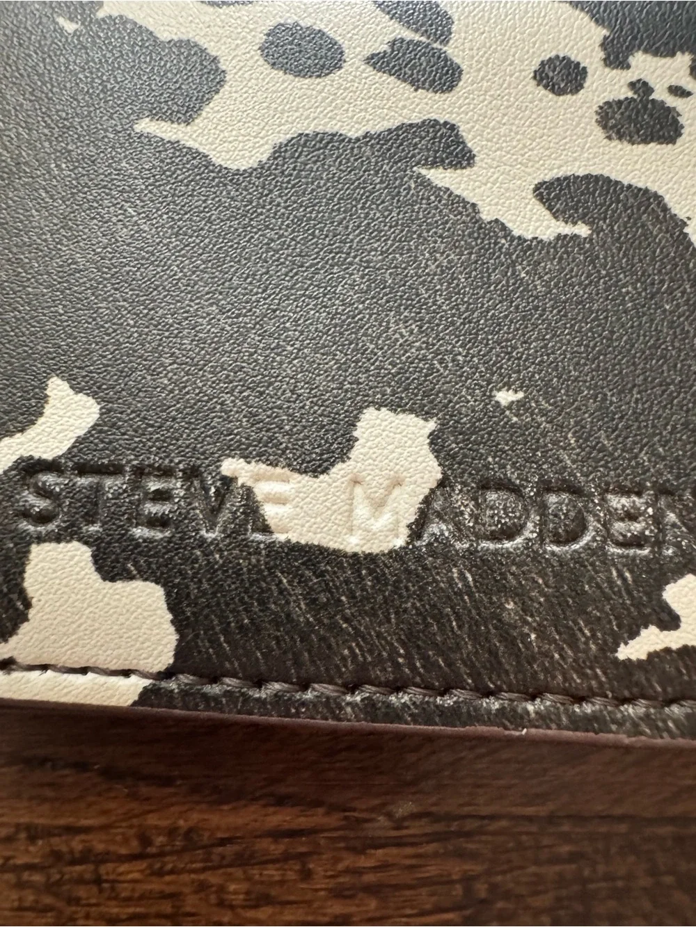 Steve Madden Brown & White Cow Print Card Holder Keychain
